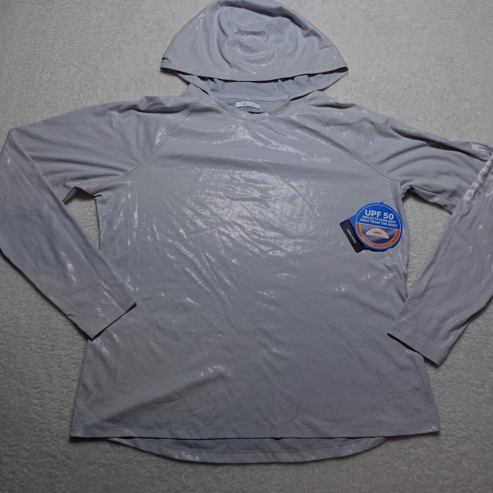 Columbia Tidal Deflector Hoodie Womens XL Grey UPF 50 Sun Shirt FL0080-031